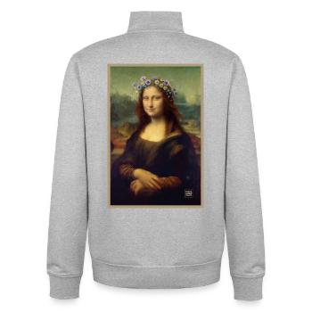 Mona Lisa Blumenkrone - Unisex Organic Zip Sweatshirt von Stanley/Stella - Grau meliert - Hinten - AI Model Male 185 light (185cm)