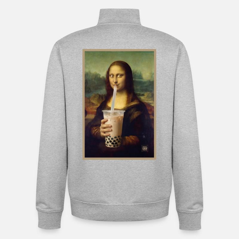 Mona Sip Bubble Tea Porträt - Unisex Organic Zip Sweatshirt von Stanley/Stella - Grau meliert