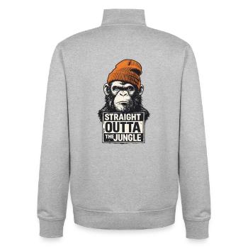 Tout droit sorti du singe de la jungle - Sweat zippé unisexe en coton bio Stanley/Stella - gris chiné - Dos - AI Model Male 185 light (185cm)
