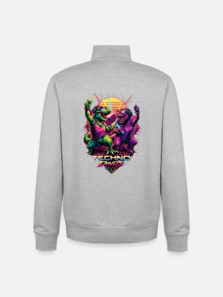 Techno Dinos – Basse de la préhistoire - Sweat zippé unisexe en coton bio Stanley/Stella - gris chiné