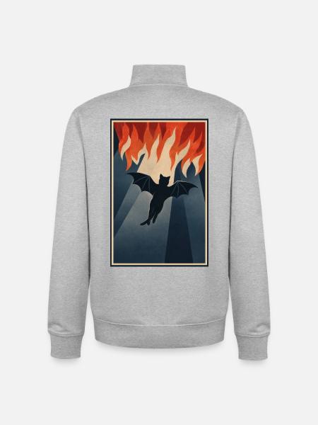 Hellcat - Cat from Hell - Unisex Organic Zip Sweatshirt by Stanley/Stella - heather grey