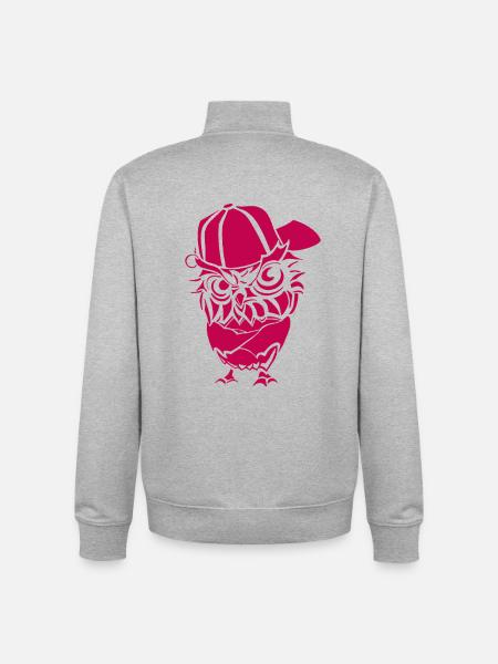 Hip Hopper Eule - Unisex Organic Zip Sweatshirt von Stanley/Stella - Grau meliert