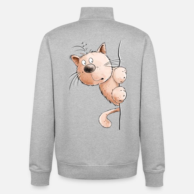 Rote Katze I Katzenfreunde Geschenk - Unisex Organic Zip Sweatshirt von Stanley/Stella - Grau meliert