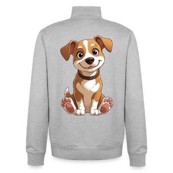 Cheerful puppy friend cartoon - Unisex Organic Zip Sweatshirt by Stanley/Stella - heather grey - Back - AI Model Male 185 light (185cm)