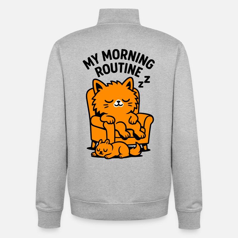 Morning Routine Cat - Unisex Organic Zip Sweatshirt von Stanley/Stella - Grau meliert