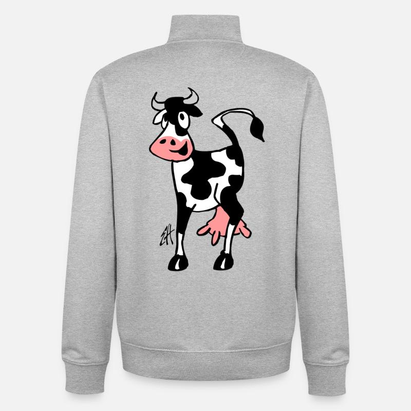 Vache - Sweat zippé unisexe en coton bio Stanley/Stella - gris chiné
