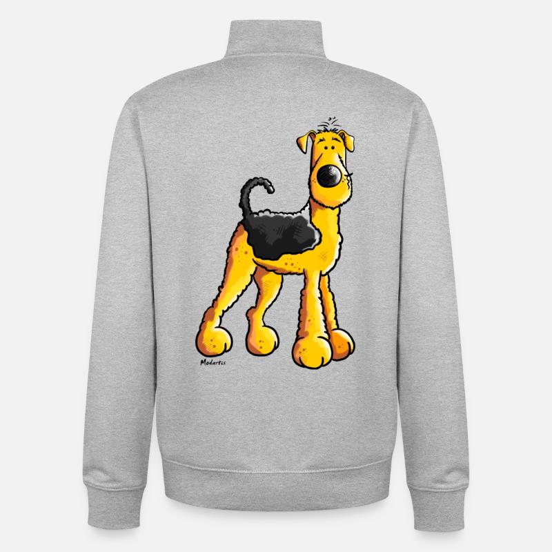 Süßer Airedale Terrier - Unisex Organic Zip Sweatshirt von Stanley/Stella - Grau meliert