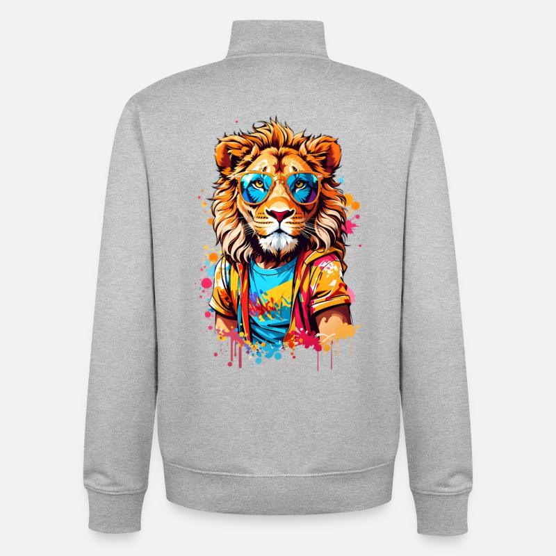 Coole Löwe - Unisex Organic Zip Sweatshirt von Stanley/Stella - Grau meliert