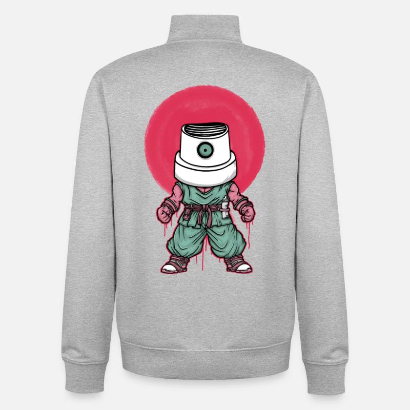 Goku Graffiti - Sweat zippé unisexe en coton bio Stanley/Stella - gris chiné