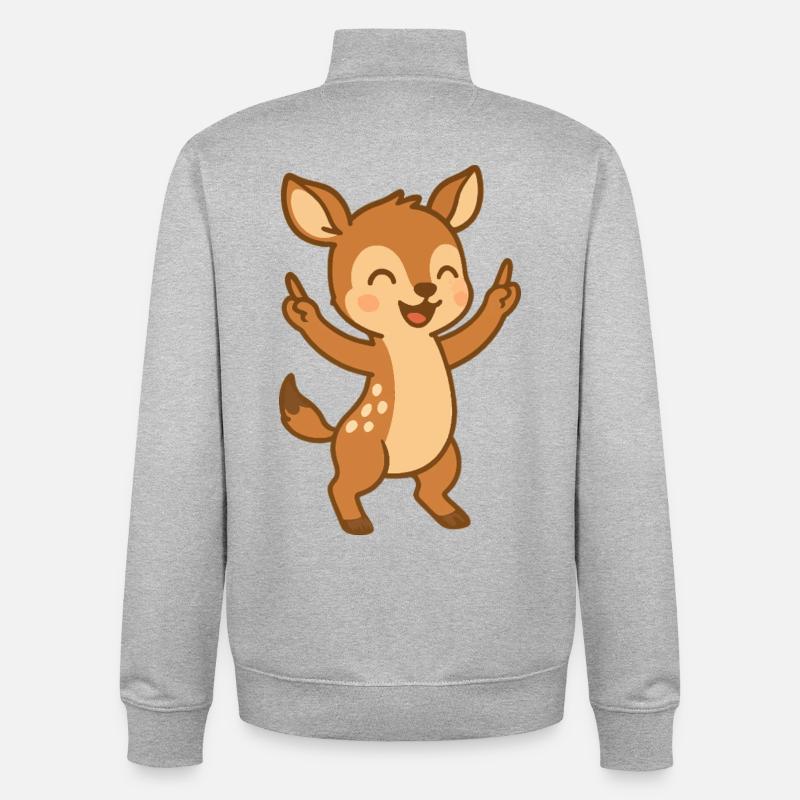 Bébé cerf dansant - Sweat zippé unisexe en coton bio Stanley/Stella - gris chiné