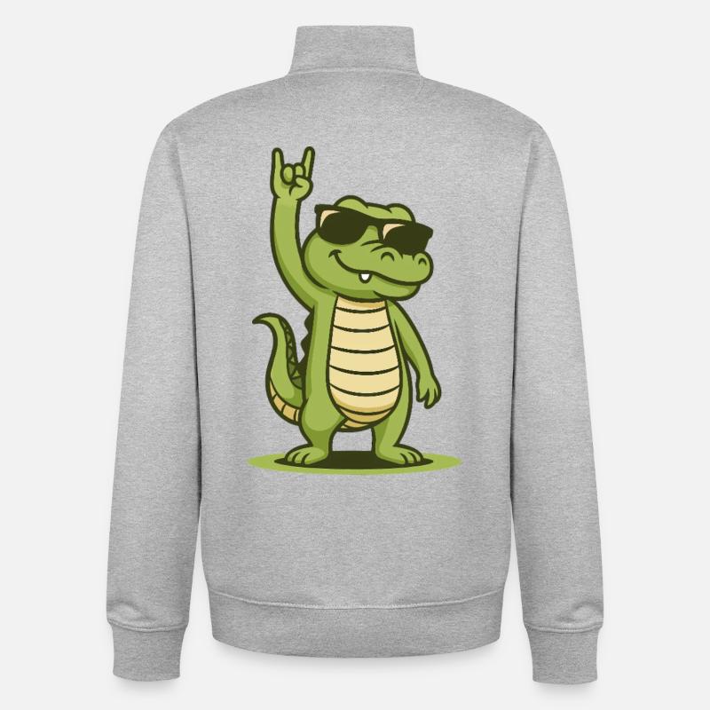 Rock’n’Roll Crocodile Bébé - Sweat zippé unisexe en coton bio Stanley/Stella - gris chiné