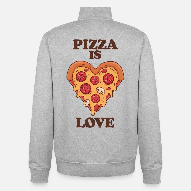 Citation sur la pizza, c'est l'amour - Sweat zippé unisexe en coton bio Stanley/Stella - gris chiné