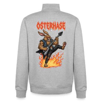 Heavy Metal Osterhase Rocker Ostern Hardcore Hase - Unisex Organic Zip Sweatshirt von Stanley/Stella - Grau meliert - Hinten - AI Model Male 185 light (185cm)