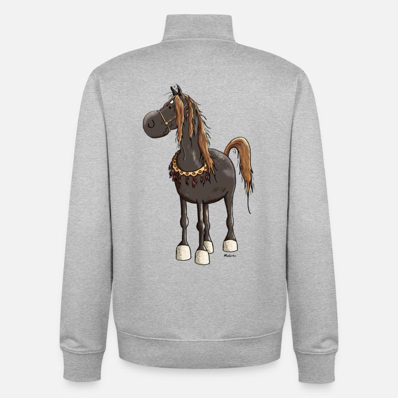 Cheval Arabe Mignon - Chevaux - Sweat zippé unisexe en coton bio Stanley/Stella - gris chiné