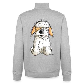 Drôle Havanaise - Sweat zippé unisexe en coton bio Stanley/Stella - gris chiné - Dos - AI Model Male 185 light (185cm)