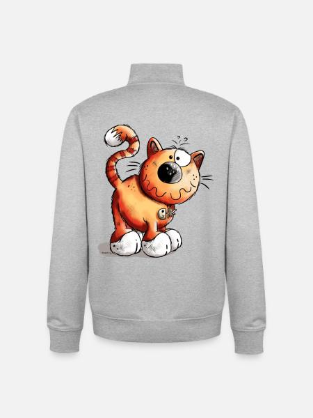 Adventurous Cat - Unisex Organic Zip Sweatshirt by Stanley/Stella - heather grey