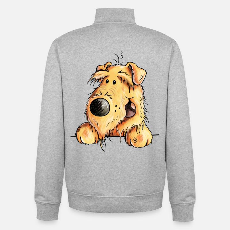 Drôle Airedale Terrier - Chien - Cadeau - Sweat zippé unisexe en coton bio Stanley/Stella - gris chiné