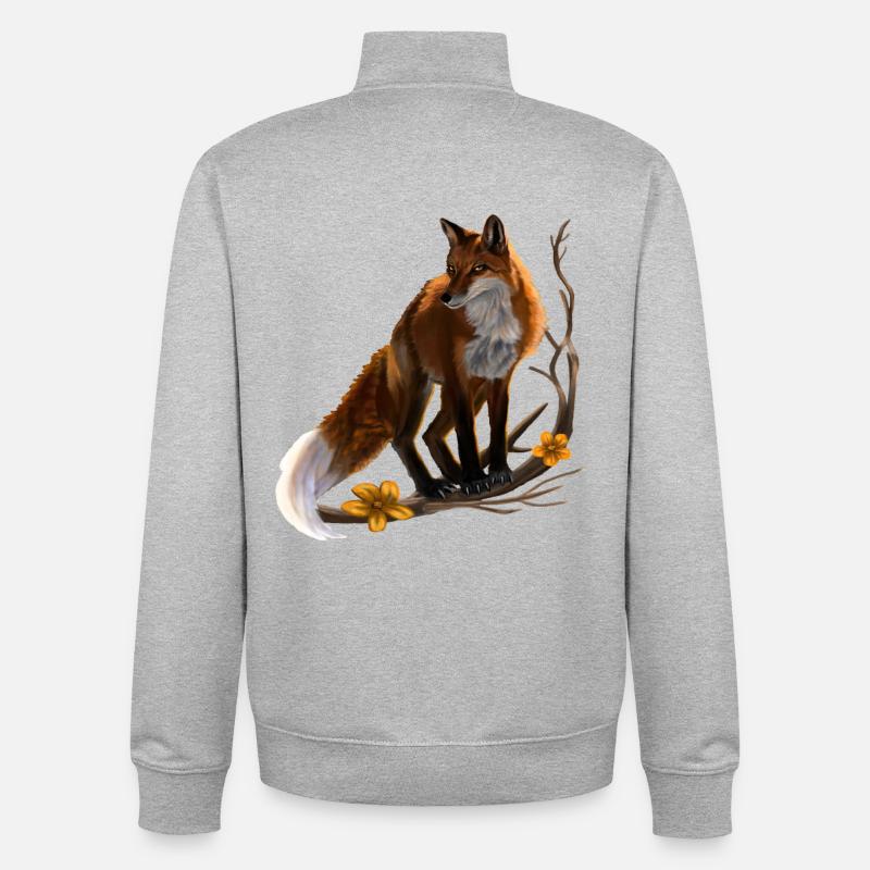 fox - Unisex Organic Zip Sweatshirt by Stanley/Stella - heather grey