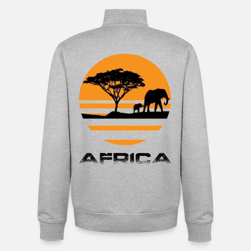 Afrique - Sweat zippé unisexe en coton bio Stanley/Stella - gris chiné