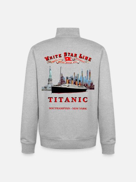 TITANIC NEW YORK - Unisex Organic Zip Sweatshirt by Stanley/Stella - heather grey