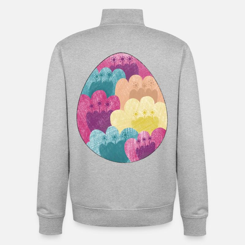 Buntes Osterei mit Blumen Muster - Unisex Organic Zip Sweatshirt von Stanley/Stella - Grau meliert