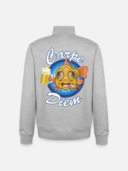 Carpe diem - Sweat zippé unisexe en coton bio Stanley/Stella - gris chiné