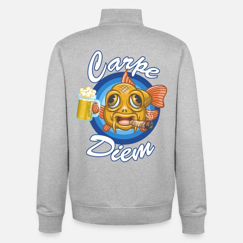 Carpe diem - Sweat zippé unisexe en coton bio Stanley/Stella - gris chiné