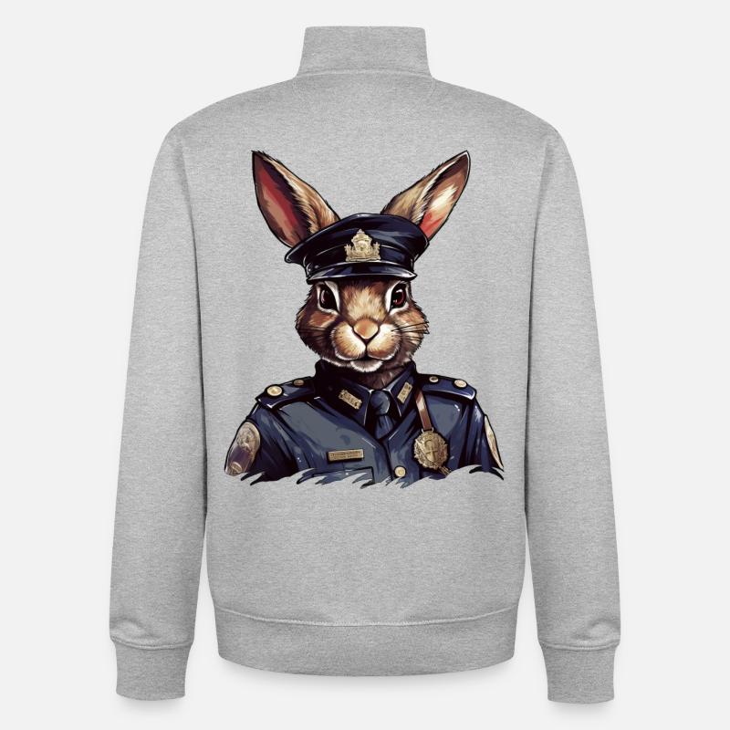 Police des lapins - Sweat zippé unisexe en coton bio Stanley/Stella - gris chiné