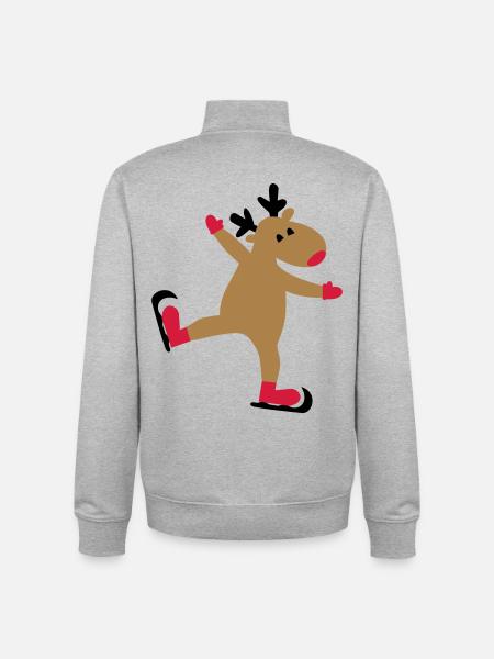 Funny moose for Christmas - Unisex Organic Zip Sweatshirt by Stanley/Stella - heather grey