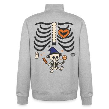 Halloween Kostüm Lustige Schwangere... - Unisex Organic Zip Sweatshirt von Stanley/Stella - Grau meliert - Hinten - AI Model Male 185 light (185cm)