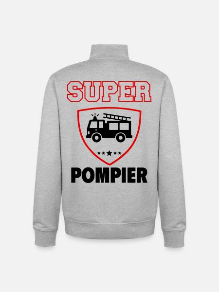 Super Firefighter, Father's Day, Christmas - Unisex Organic Zip Sweatshirt by Stanley/Stella - heather grey