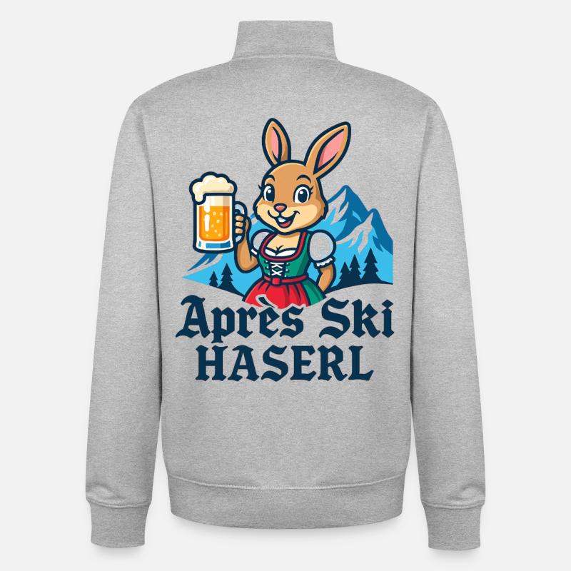 Apres Ski Haserl Dirndl Bier - Unisex Organic Zip Sweatshirt von Stanley/Stella - Grau meliert