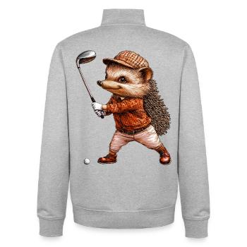 Igel Golf - Unisex Organic Zip Sweatshirt von Stanley/Stella - Grau meliert - Hinten - AI Model Male 185 light (185cm)