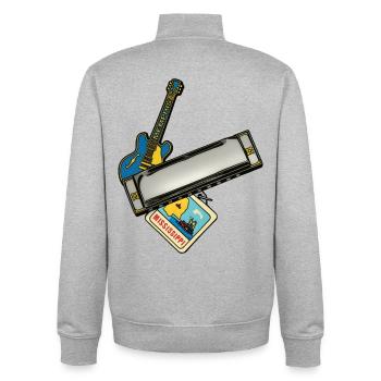 THE BLUES ROAD #1 – Ton & Bild - Unisex Organic Zip Sweatshirt von Stanley/Stella - Grau meliert - Hinten - AI Model Male 185 light (185cm)