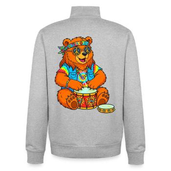 Hippie Bear - Unisex Organic Zip Sweatshirt by Stanley/Stella - heather grey - Back - AI Model Male 185 light (185cm)