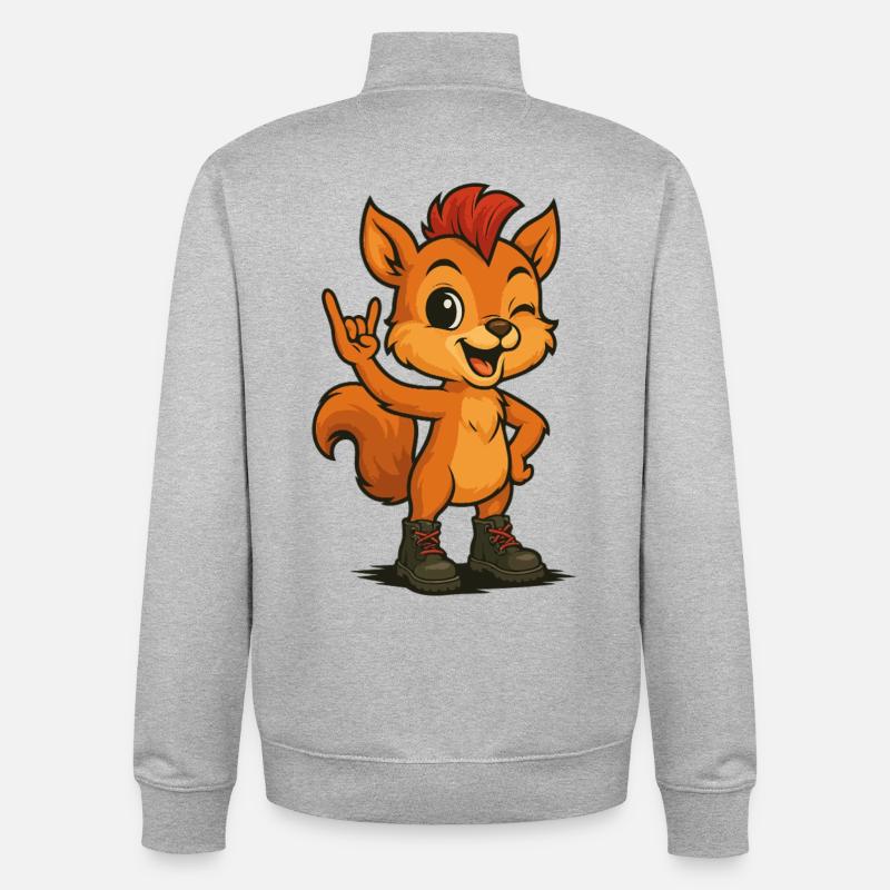Punk Rock Squirrel - Unisex Organic Zip Sweatshirt von Stanley/Stella - Grau meliert