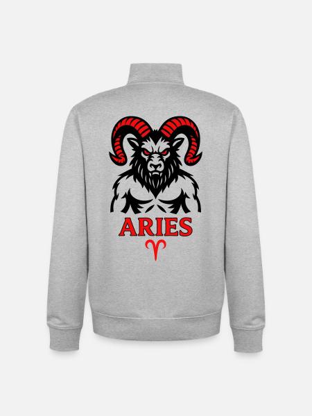 Aries Sternzeichen mit Hörnersymbol - Unisex Organic Zip Sweatshirt von Stanley/Stella - Grau meliert