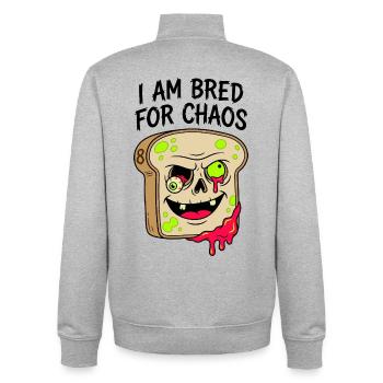I Am Bred For Chaos 8. Geburtstag Zombie Brot - Unisex Organic Zip Sweatshirt von Stanley/Stella - Grau meliert - Hinten - AI Model Male 185 light (185cm)