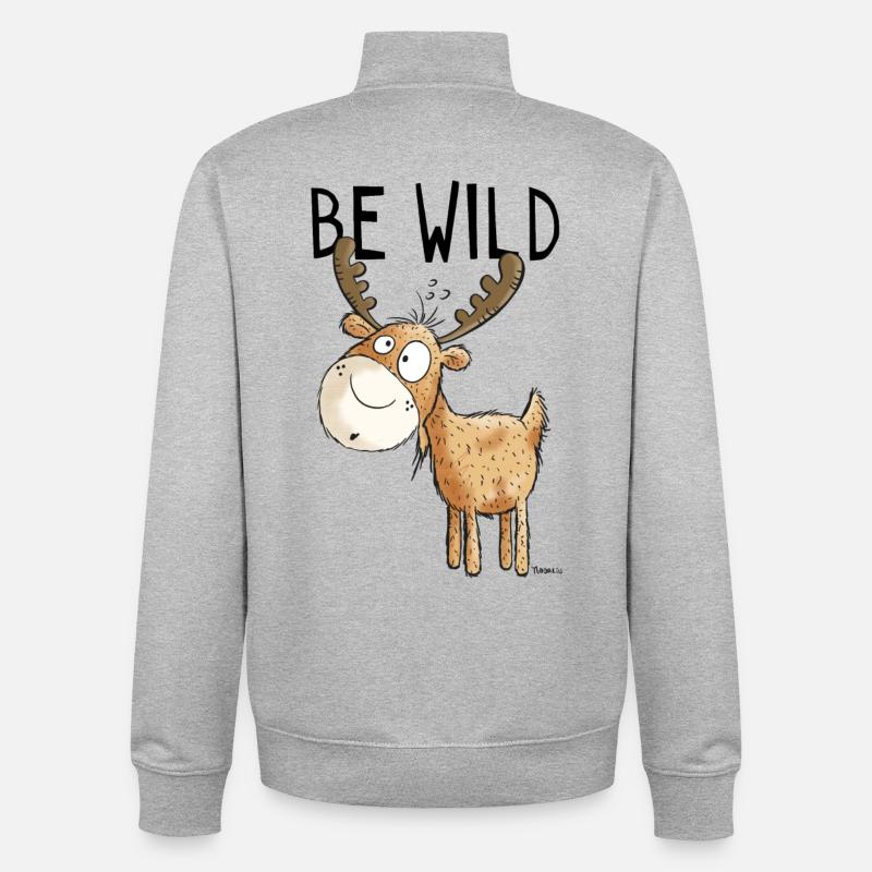 Be Wild Elch - Elche - Hirsch - Reh - Geschenk - Unisex Organic Zip Sweatshirt von Stanley/Stella - Grau meliert