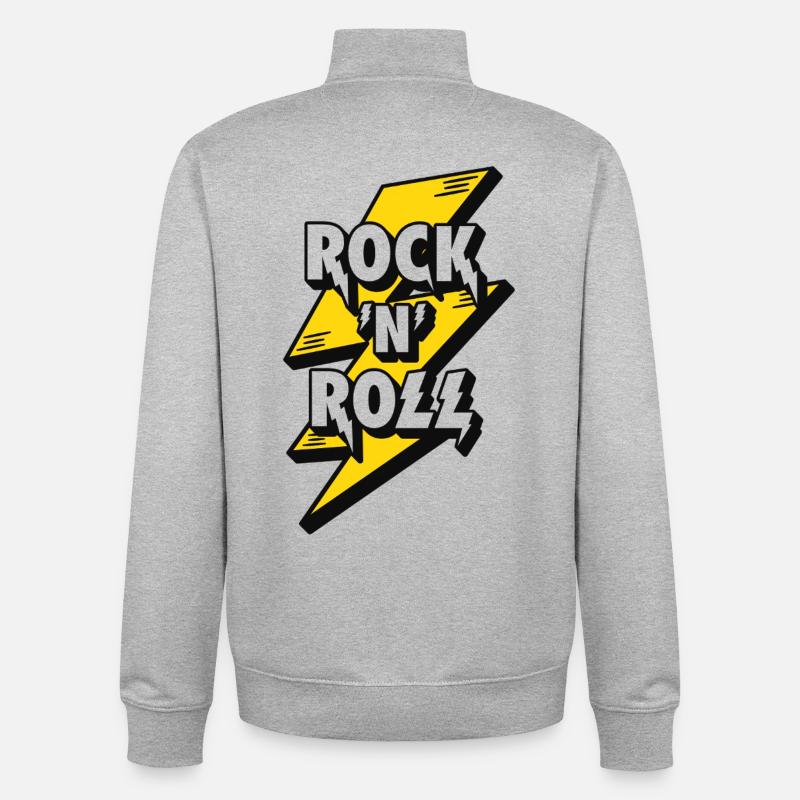 Electrifying Rock and Roll Lightning Design - Unisex Organic Zip Sweatshirt by Stanley/Stella - heather grey