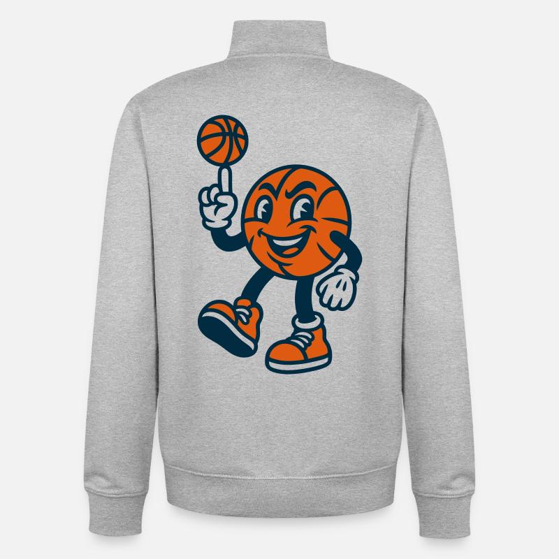 Du basket avec du basket ! - Sweat zippé unisexe en coton bio Stanley/Stella - gris chiné