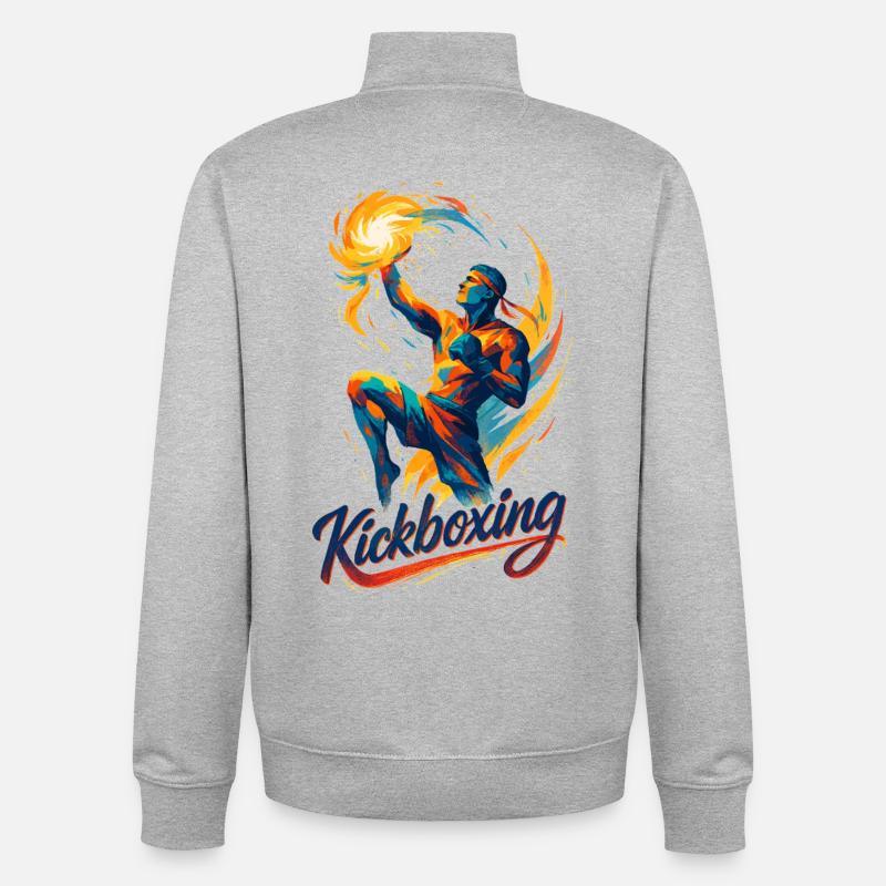 Kickboxing Boxer Fighter Dynamic Gift - Unisex Organic Zip Sweatshirt by Stanley/Stella - heather grey
