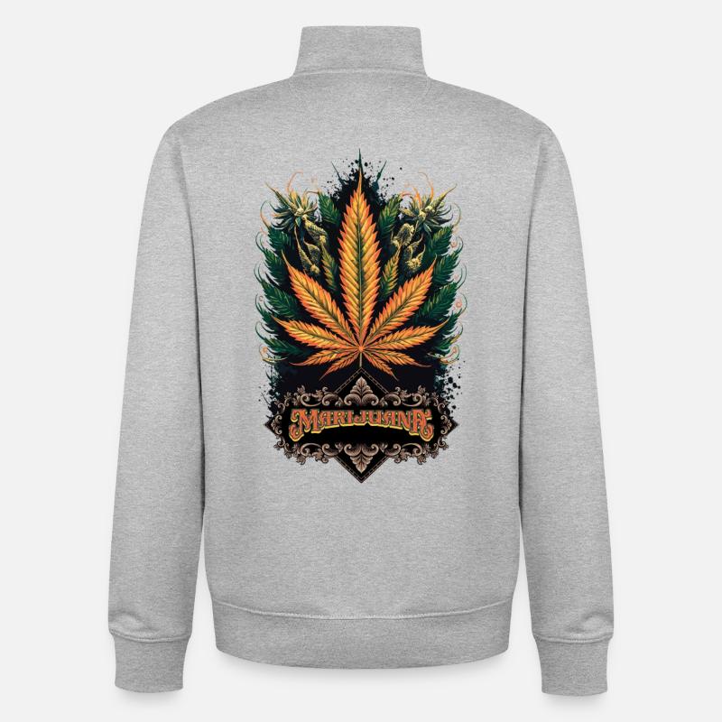 Marijuana - Sweat zippé unisexe en coton bio Stanley/Stella - gris chiné