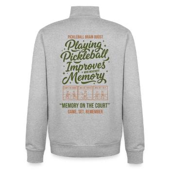 Pickleball Player Playing Pickle Ball Memory On - Unisex Organic Zip Sweatshirt by Stanley/Stella - heather grey - Back - AI Model Male 185 light (185cm)