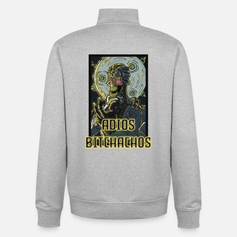 Le robot d’Adiós Bitehaco - Sweat zippé unisexe en coton bio Stanley/Stella - gris chiné