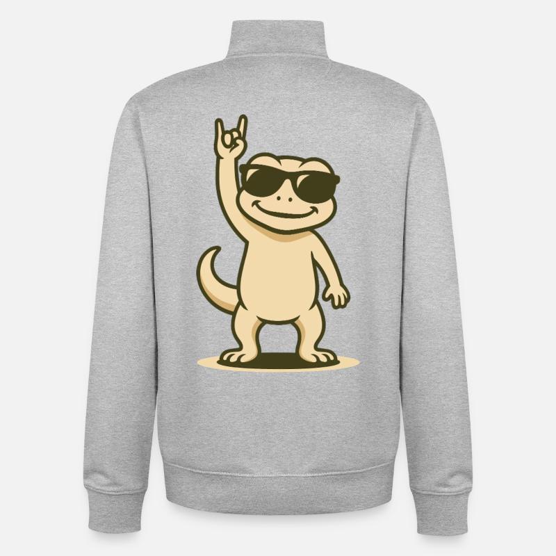 Bébé Gecko à bascule - Sweat zippé unisexe en coton bio Stanley/Stella - gris chiné