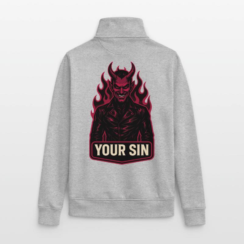 Devil Your Sin, Evil Demon, Hellflames Unisex Organic Zip Sweatshirt by Stanley/Stella
