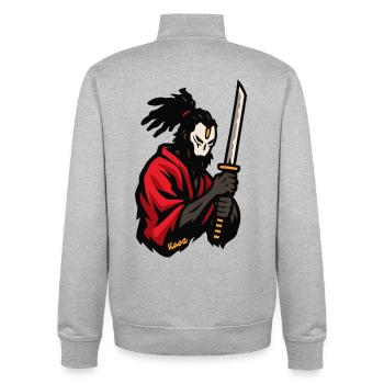 Katana Ninja Manteau Rouge - Sweat zippé unisexe en coton bio Stanley/Stella - gris chiné - Dos - AI Model Male 185 light (185cm)