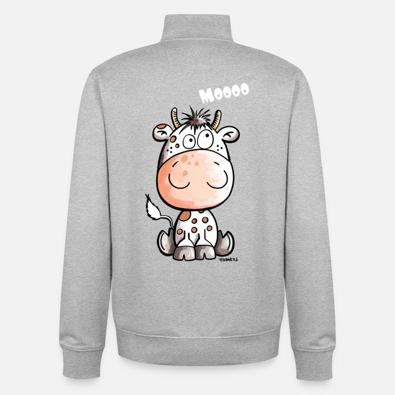 Mooo Kuh - Kalb - Kühe - Tiere - Comic - Fun - Unisex Organic Zip Sweatshirt von Stanley/Stella - Grau meliert