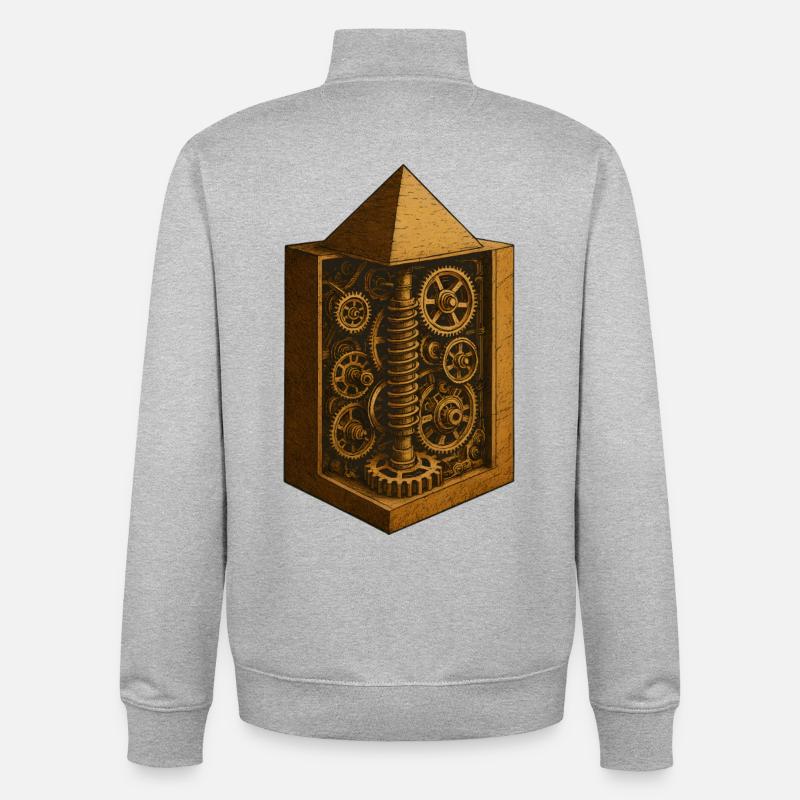 Pyramide von Chephren | Antike Getriebemechanik-Kunst - Unisex Organic Zip Sweatshirt von Stanley/Stella - Grau meliert